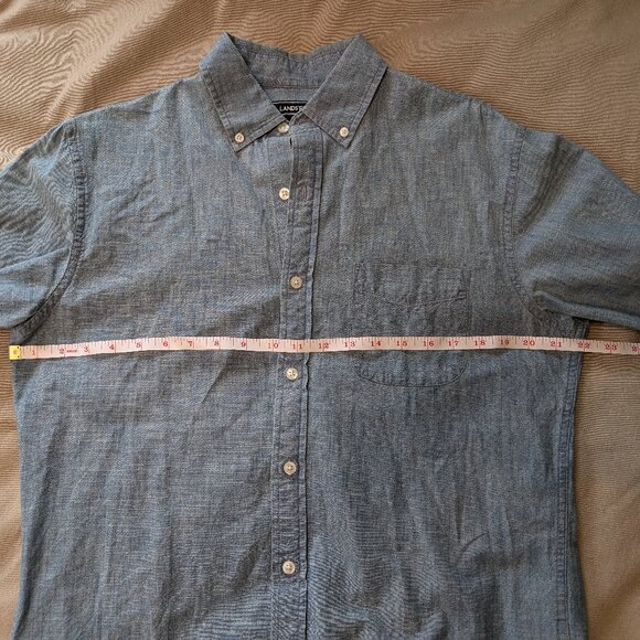 Lands' End Blue Chambray Shirt - Men's M Tailored Fit - Picture 4 of 5